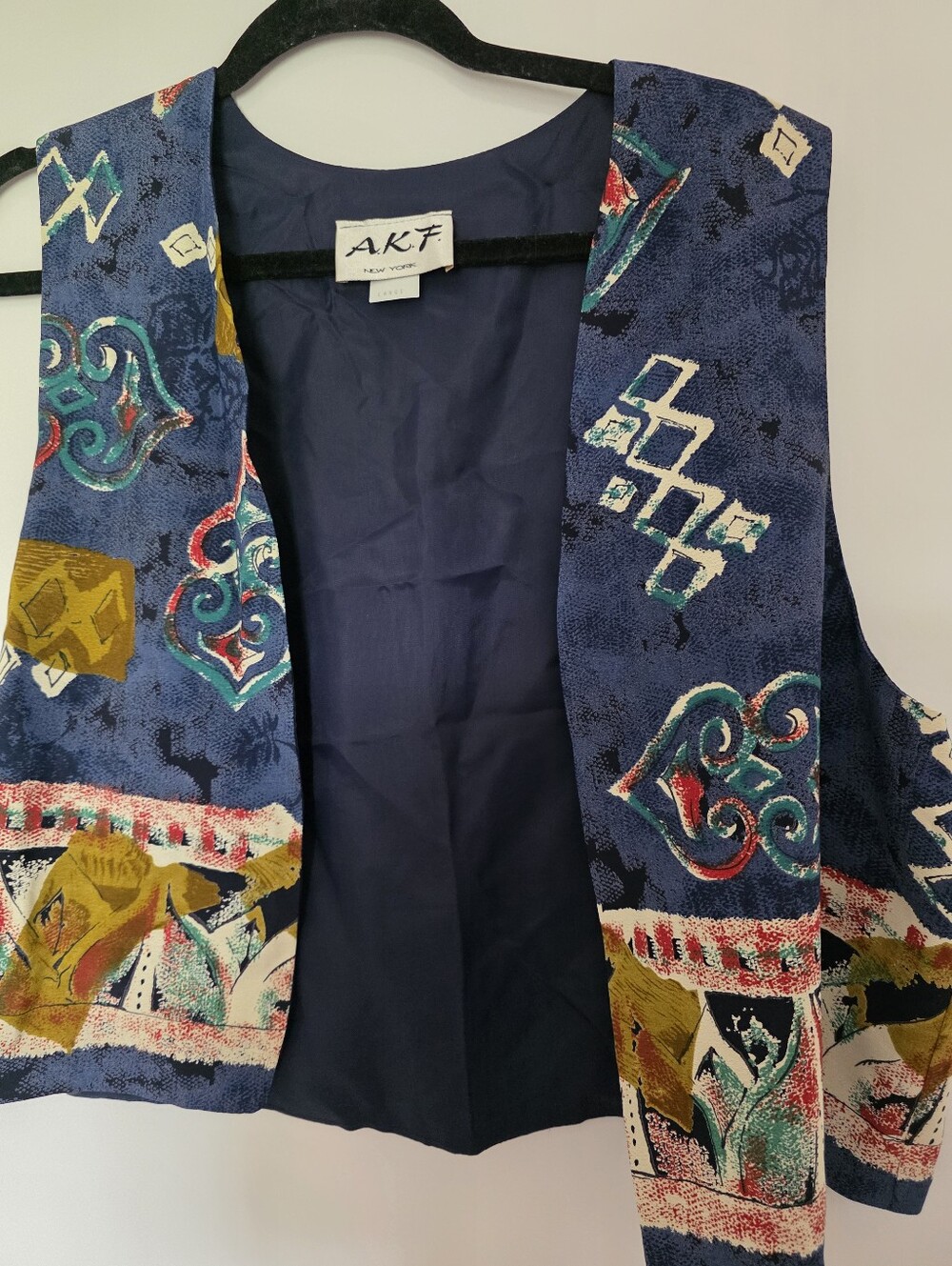 Vintage AKF Womens Open FrontArtsy Geometric Ecclectic PatternVest Size L